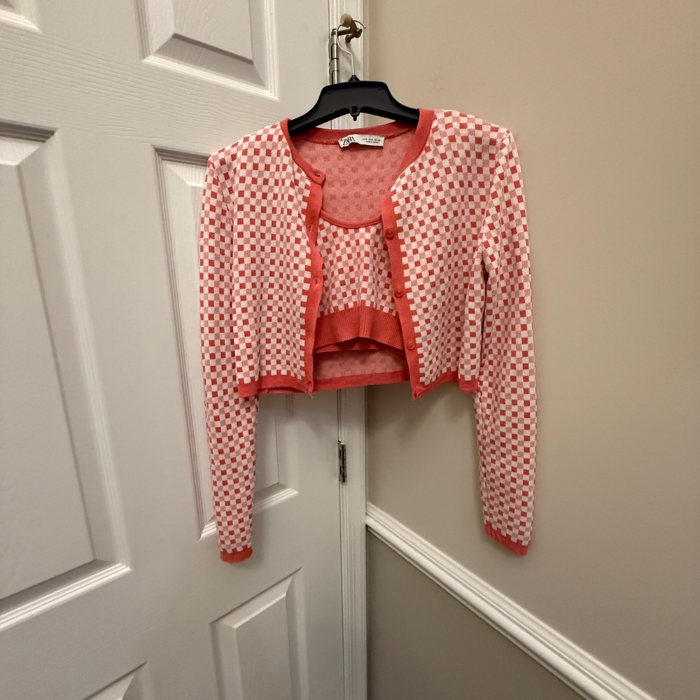 Zara Coral and White Knit Set
